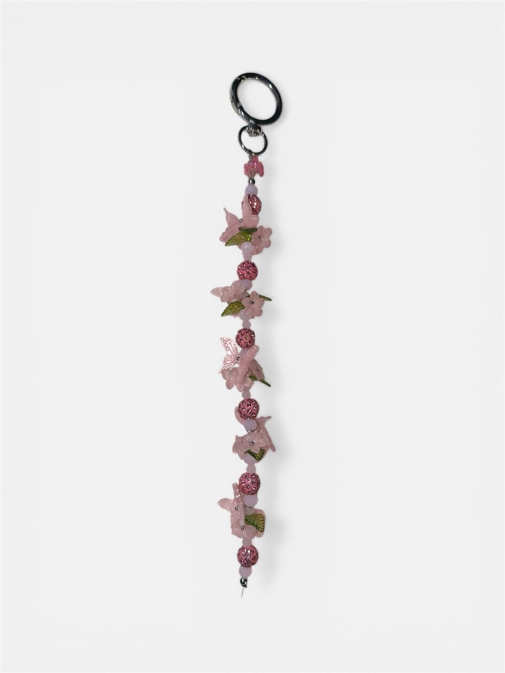 Pink Butterfly Beaded Purse Charm Keychain